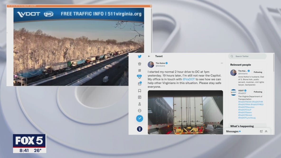 I-95 Shutdown: Virginia Sen. Kaine stuck in traffic on I-95 for 19 hours following winter snowstorm